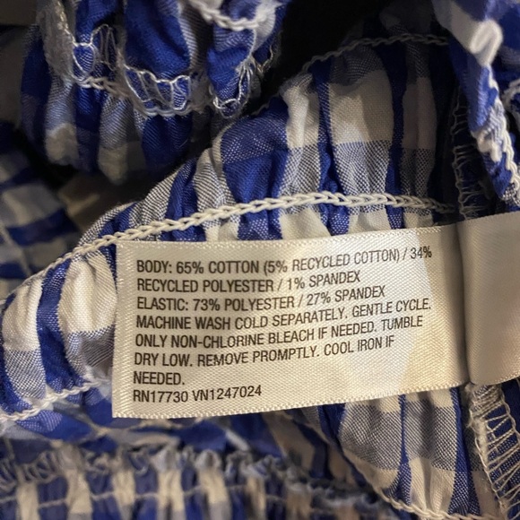 Universal Thread NEW Blue and White Checkered Cropped Tube Top Small Stretch - Picture 5 of 5